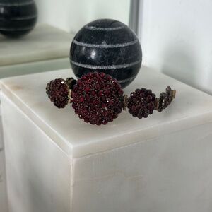 Victorian Antique Bohemian Garnet Flower Bracelet with clasp - RARE